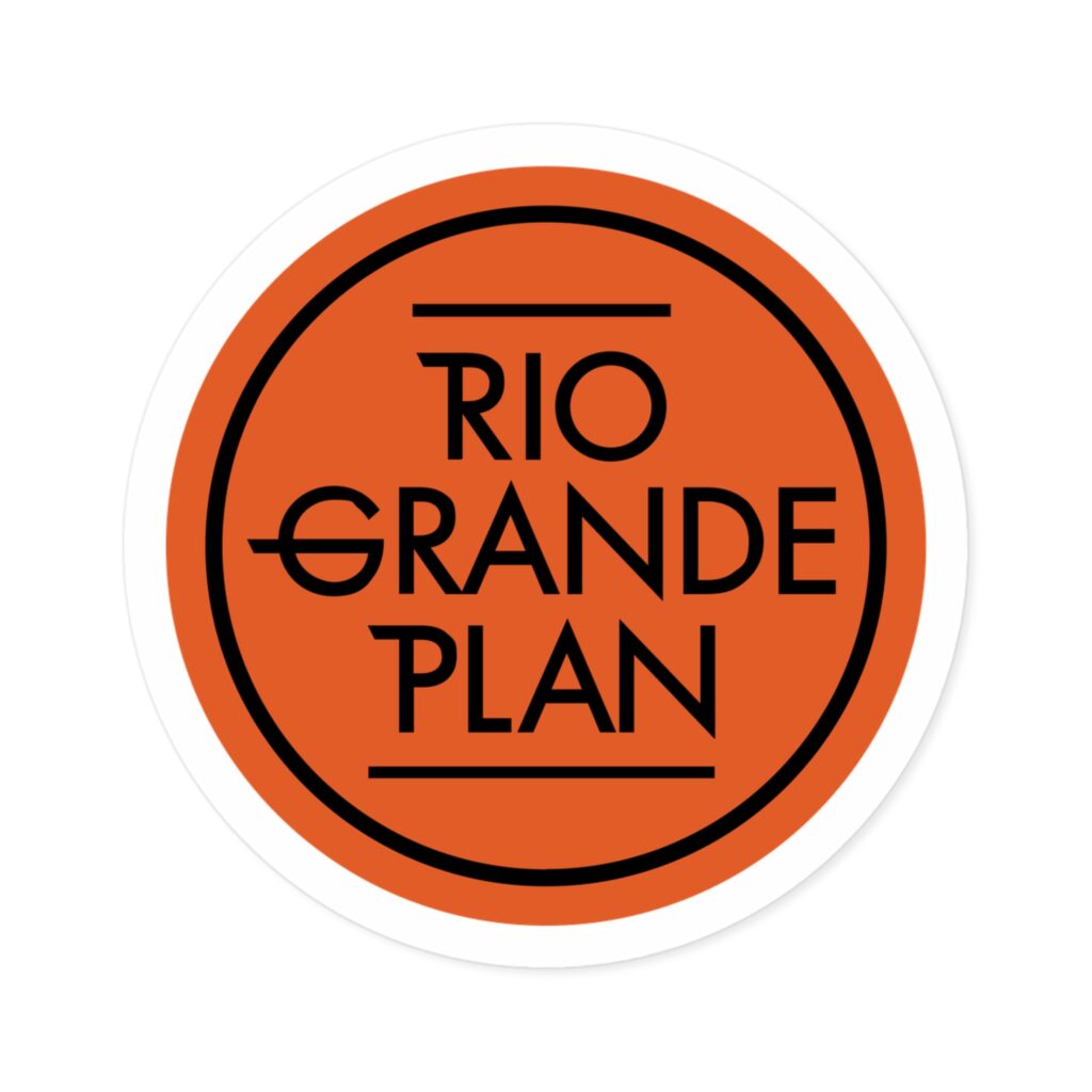 Rio Grande Plan, Round Stickers, Indoor/Outdoor, Orange/Black