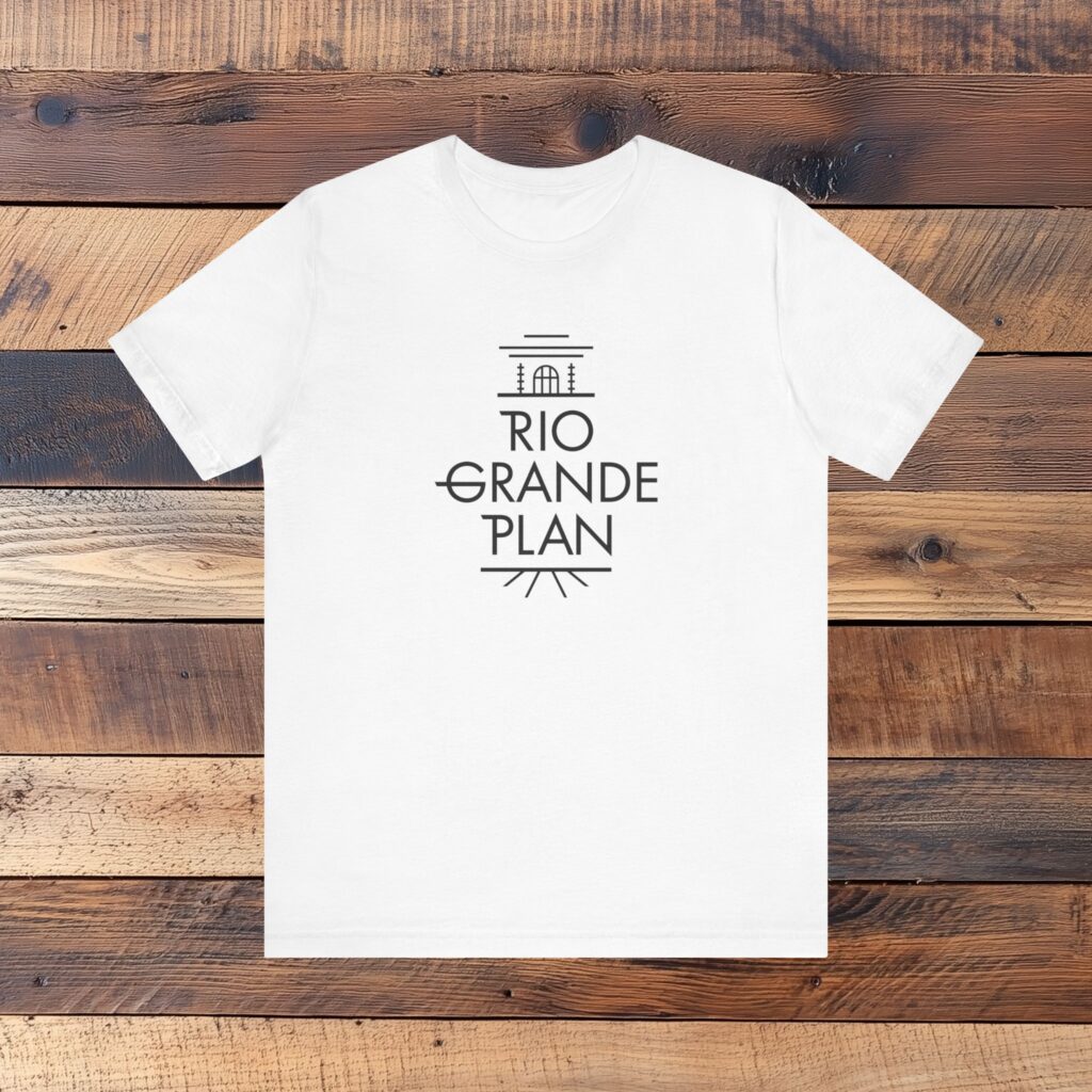 Rio Grande Plan, Unisex Jersey Short Sleeve Tee, Modern, Vertical Black Text