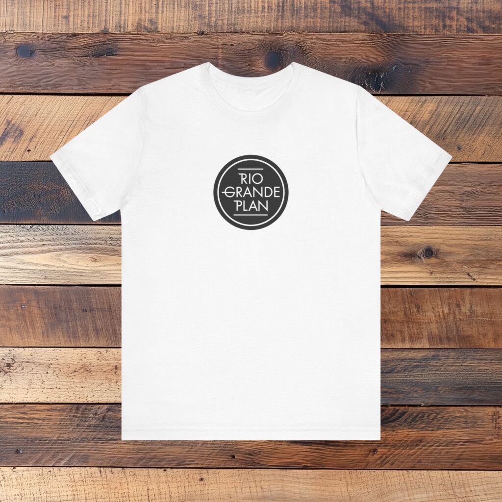Rio Grande Plan, Modern Button, Black and White, Unisex Jersey Short Sleeve Tee
