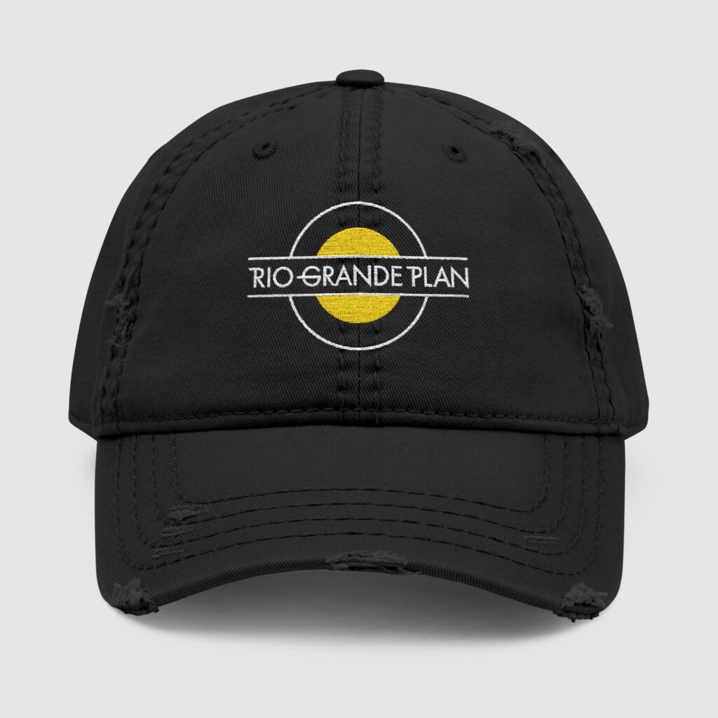 Rio Grande Plan, Embroidery, Distressed Dad Hat, Modern Vintage Yellow