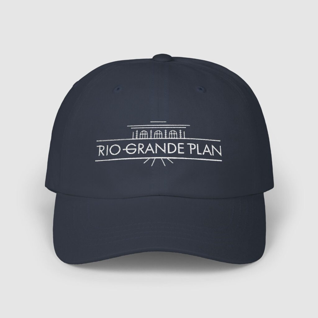 Rio Grande Plan, Embroidery, Classic Dad Cap, Black, Navy, Gray, Modern Horizontal White