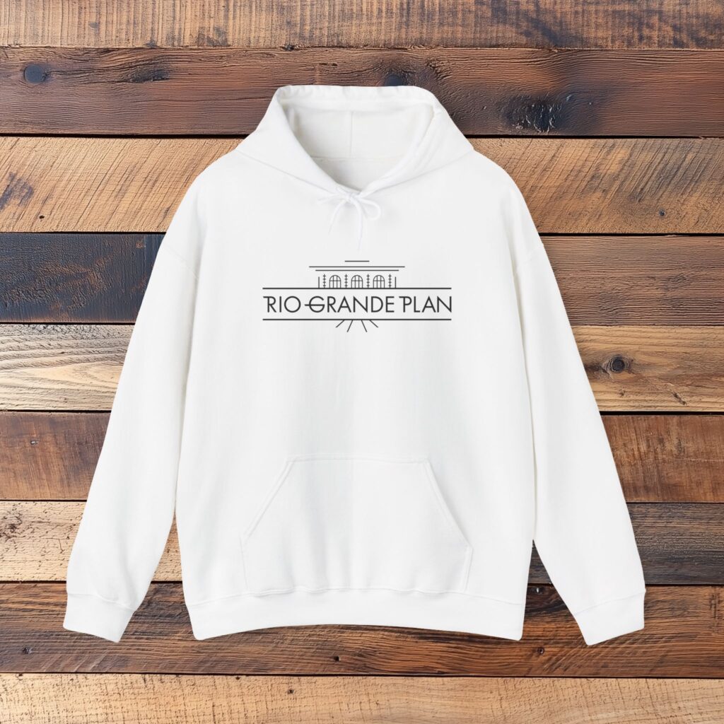 Rio Grande Plan, Unisex Heavy Blend™ Hooded Sweatshirt, Modern Horizontal Text, Multiple Colors