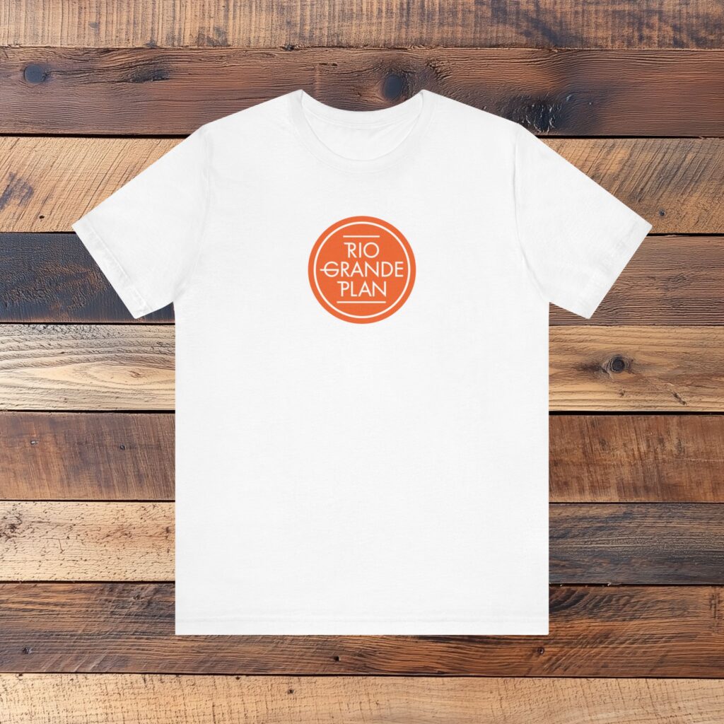 Rio Grande Plan, Modern Button, Orange, Yellow, Unisex Jersey Short Sleeve Tee