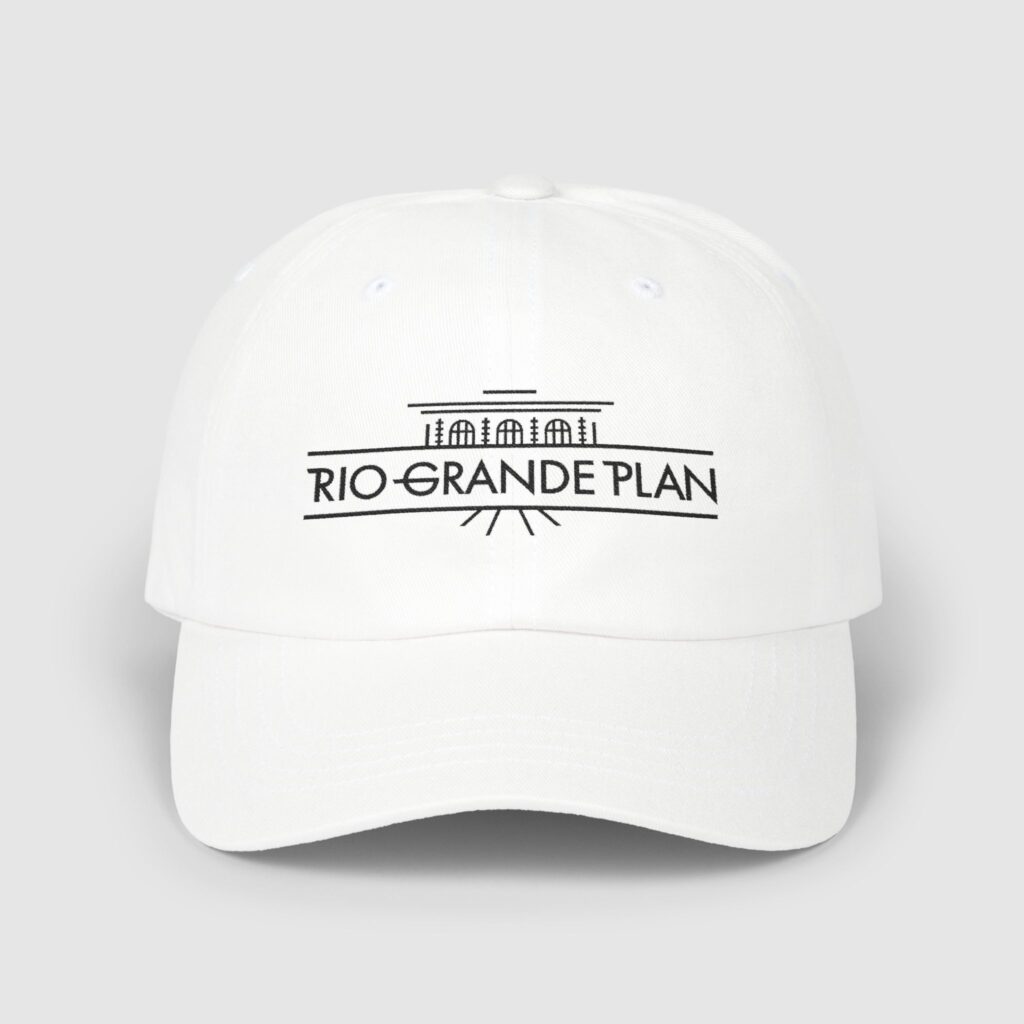 Rio Grande Plan, Embroidery, Classic Dad Cap, White, Light Blue, Pink, Modern Horizontal Black
