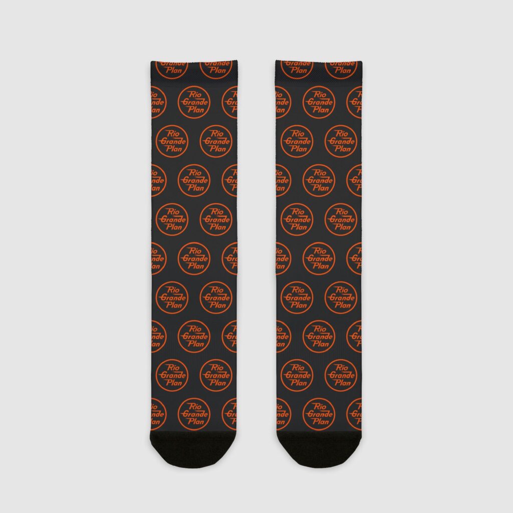 Rio Grande Plan, Classic Type, Orange & Black, Sublimation Crew Socks